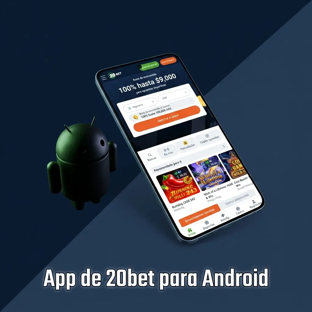 Aplicación móvil de 20bet para Android con apuestas deportivas y casino disponible para descarga gratuita