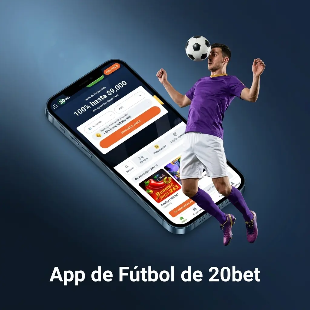 App móvil de 20bet para apostar al fútbol en Android e iOS con interfaz adaptada a pantallas chicas
