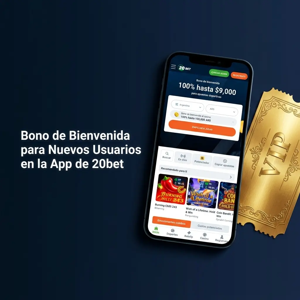 Bono de bienvenida en app 20bet: 100% hasta 100.000 ARS en casino o 75.000 ARS en deportes